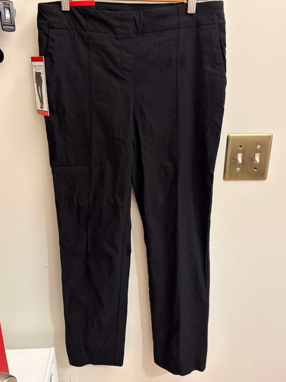 Hilary Radley Black Straight-Leg Tummy Control Pants - Size M